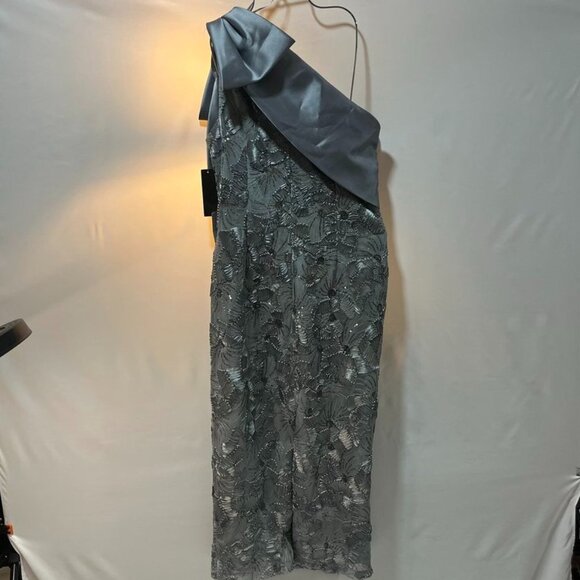 Betsy & Adam Crystal Soutache One Shoulder Bow Trim Sheath Evening Gown 16 NWT - Picture 12 of 12